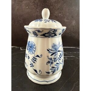 VTG Blue Danube Blue Onion 8 1/4in Cooke Jar Canister with Lid MINT!